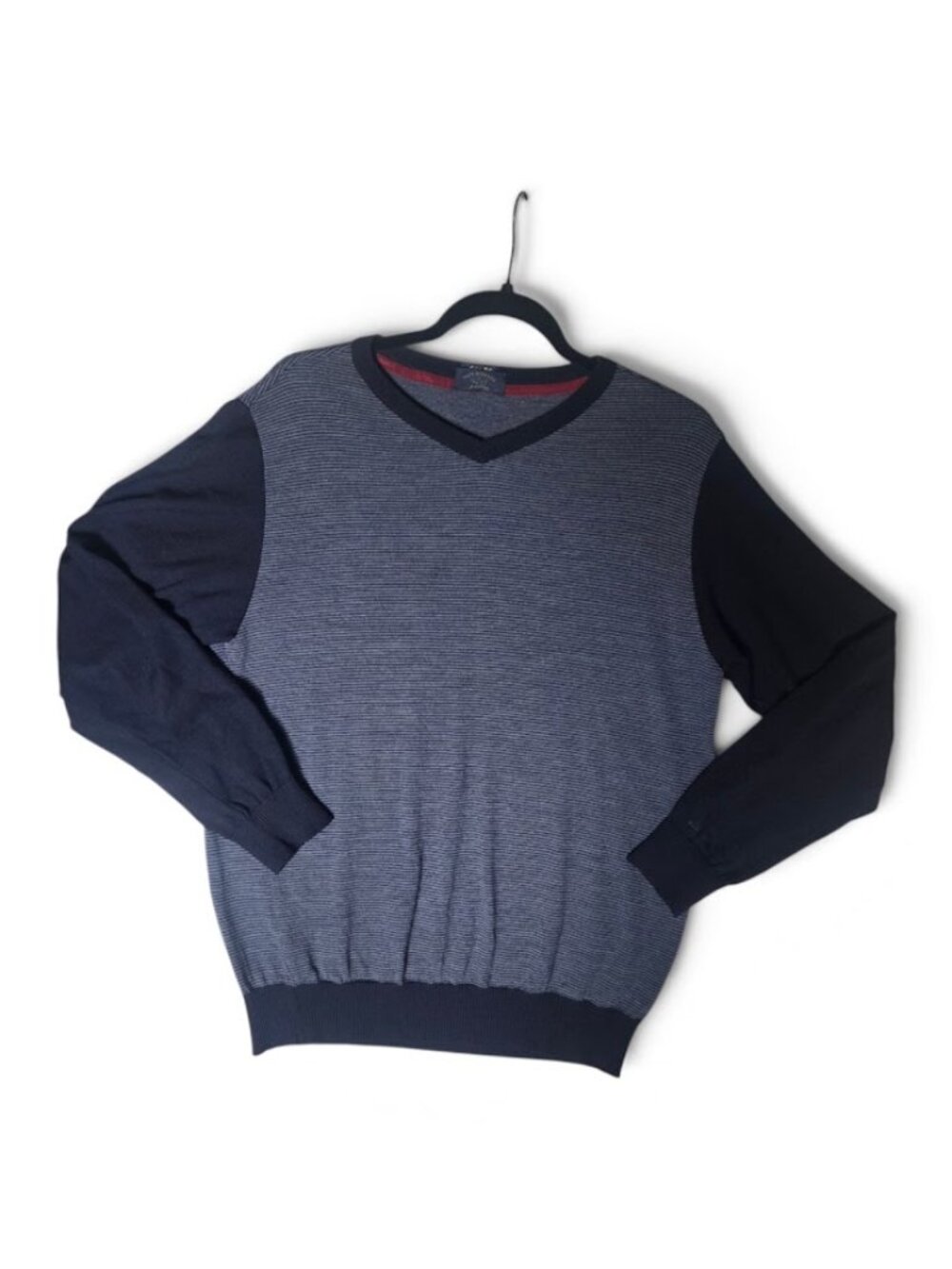 Paul & Shark Yachting V-Neck Sweater 100% Virgin Wool, Italy, Size M, Navy blue